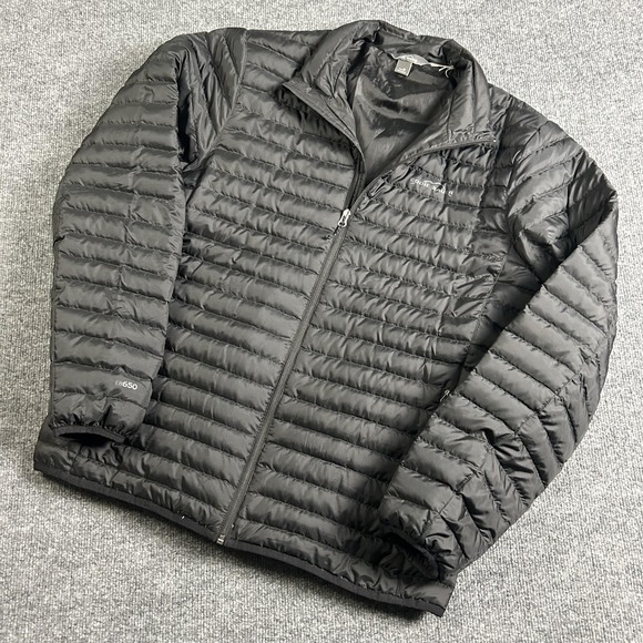 Eddie Bauer EB650 Jacket Mens Medium Black Down Puffer Lightweight Quilted Zip